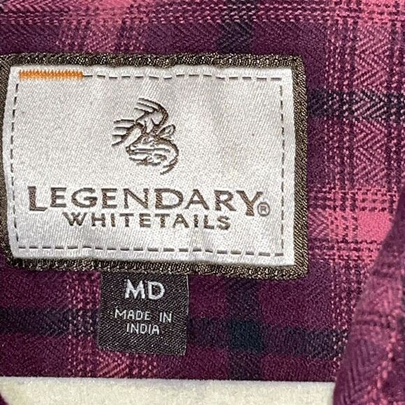 Legendary Whitetails Shirt Wmns Med Flannel Button Down Plaid Faux Lace Western - Picture 3 of 10
